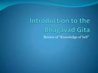 Introduction to the Bhagavad Gita