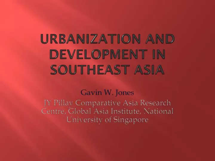 urbanization and development in southeast asia