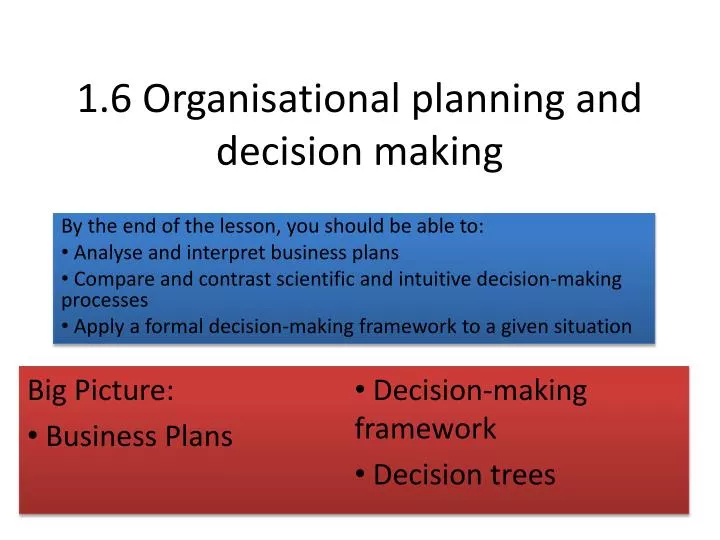 1 6 organisational planning and decision making