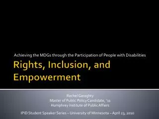 Rights, Inclusion, and Empowerment