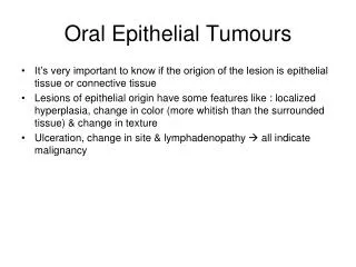 Oral Epithelial Tumours