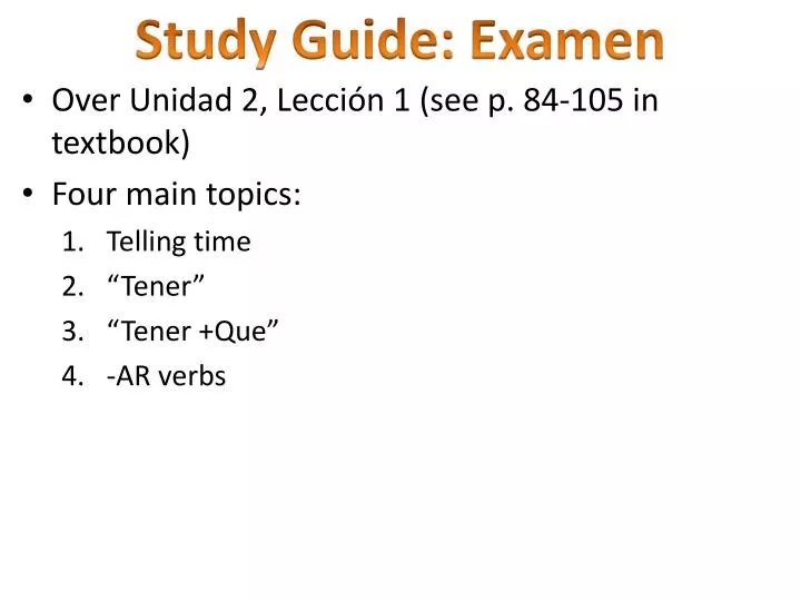 study guide examen
