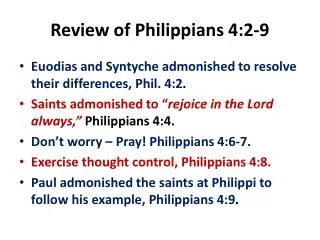Review of Philippians 4:2-9