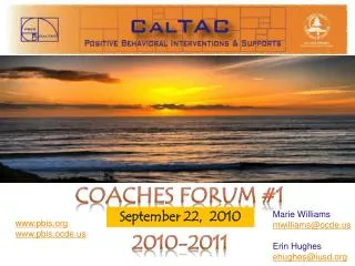 Coaches Forum #1 2010-2011
