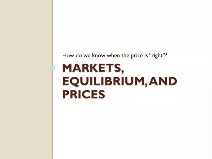 markets equilibrium and prices