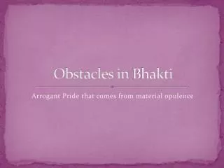 Obstacles in Bhakti