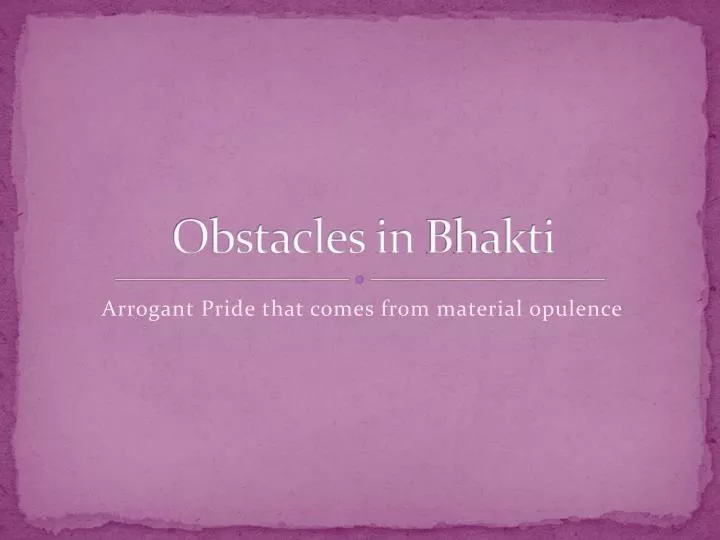 obstacles in bhakti