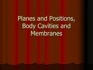 Planes and Positions, Body Cavities and Membranes