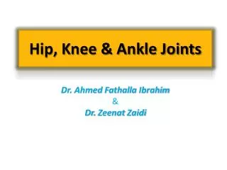 Hip, Knee &amp; Ankle Joints