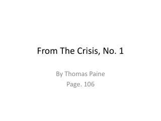 From The Crisis, No. 1