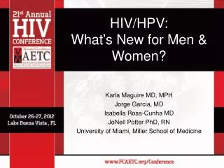 HIV/HPV: What’s New for Men &amp; Women?