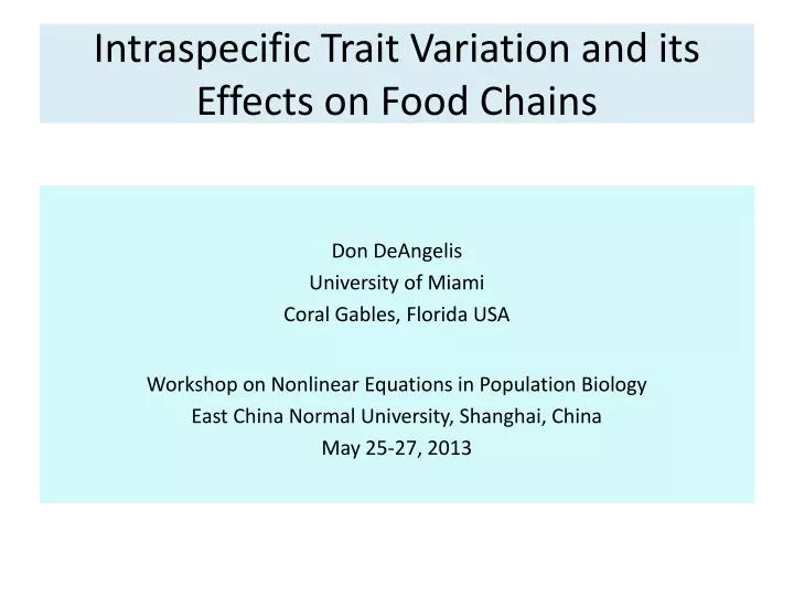 intraspecific trait variation and its effects on food chains