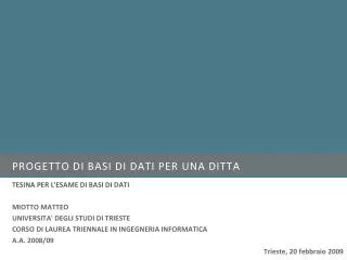 progetto di basi di dati per una ditta