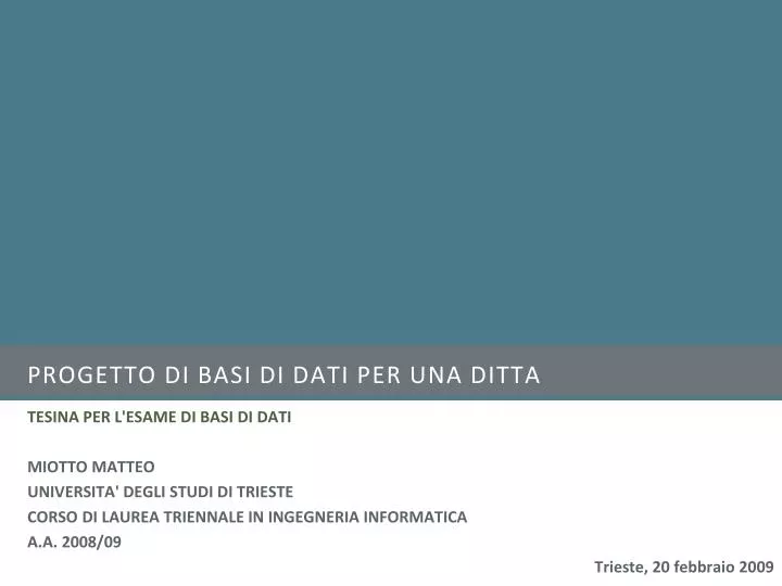 progetto di basi di dati per una ditta