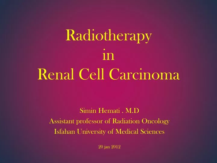radiotherapy in renal cell carcinoma