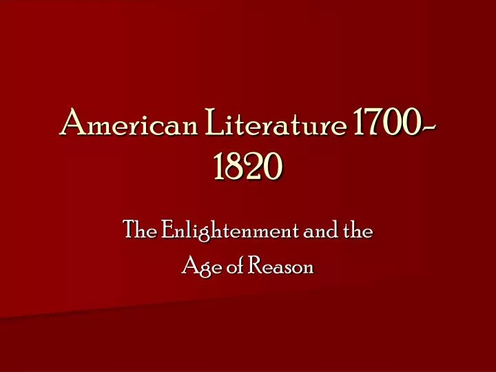 american literature 1700 1820