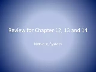 Review for Chapter 12, 13 and 14