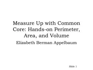 measure up with common core hands on perimeter area and volume