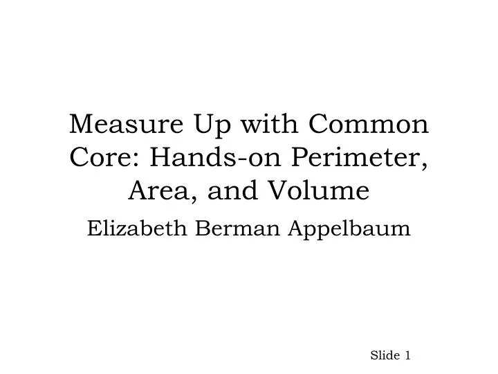measure up with common core hands on perimeter area and volume