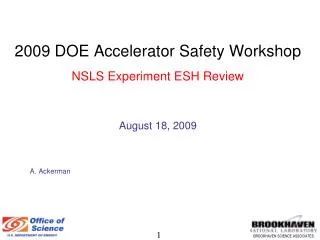 2009 DOE Accelerator Safety Workshop NSLS Experiment ESH Review August 18, 2009 A. Ackerman