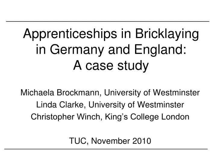 apprenticeships in bricklaying in germany and england a case study