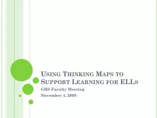 Using Thinking Maps to Support Learning for ELLs