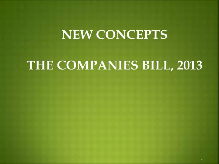 new concepts the companies bill 2013