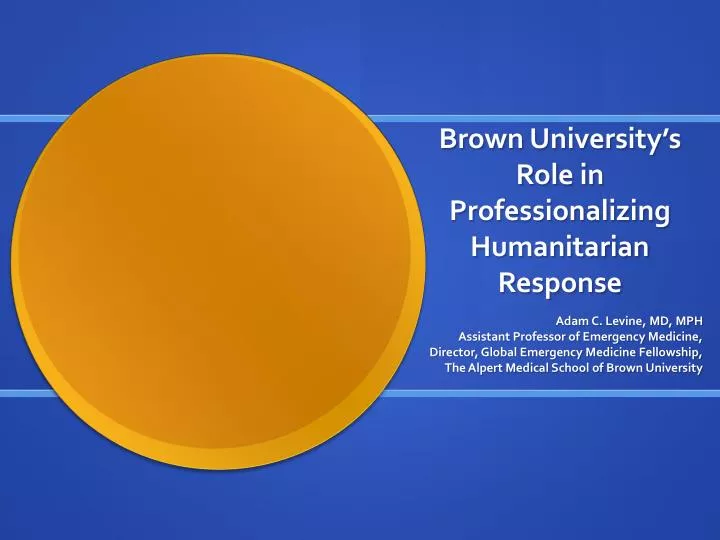 brown university s role in professionalizing humanitarian response