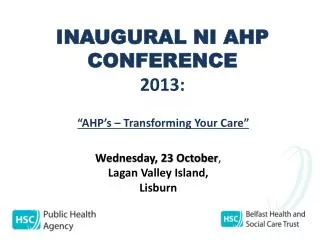 INAUGURAL NI AHP CONFERENCE 2013: