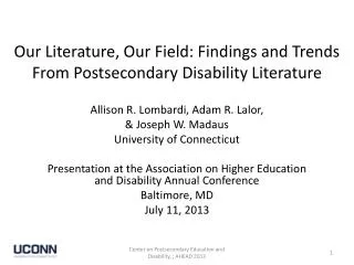 Our Literature , Our Field: Findings and Trends From Postsecondary Disability Literature