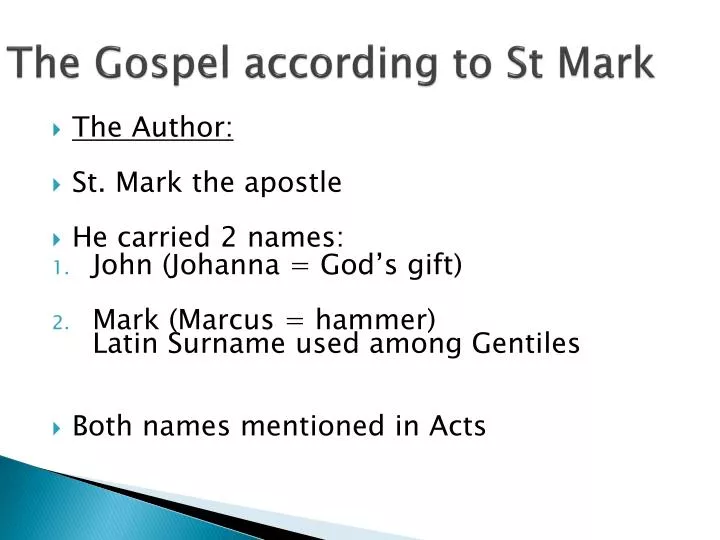 the gospel according to st mark
