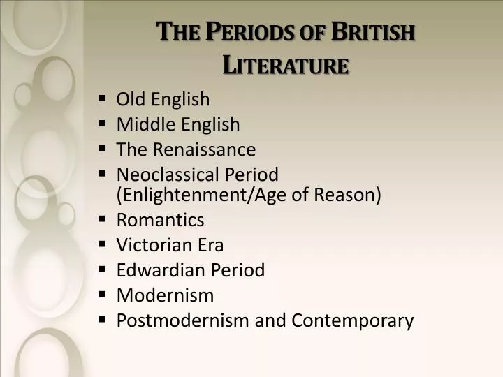 the periods of british literature