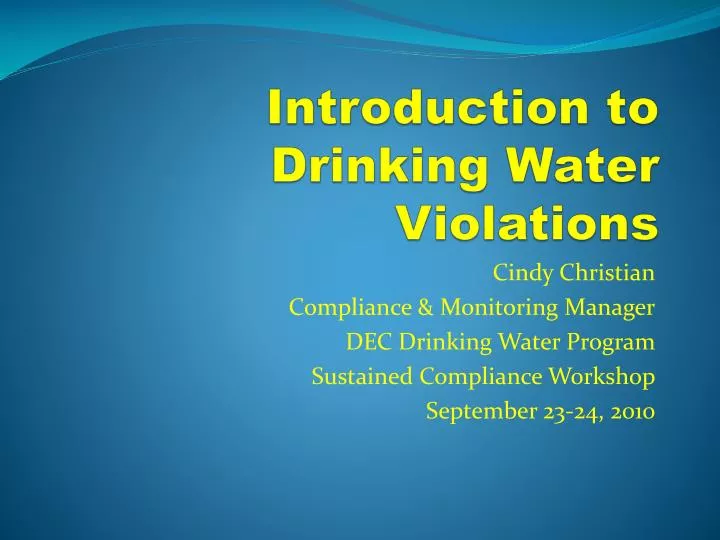 introduction to drinking water violations