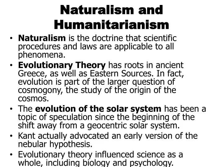 naturalism and humanitarianism