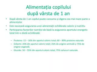 alimenta ia copilului dup v rsta de 1 an