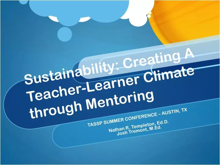 sustainability creating a teacher learner climate through mentoring