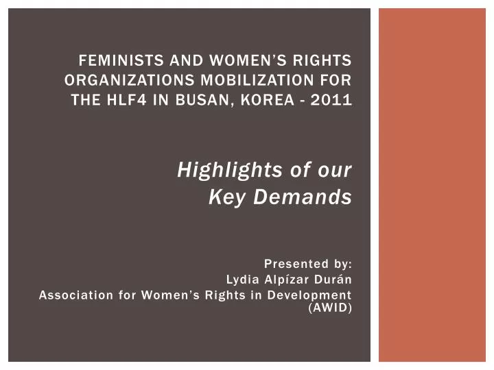 feminists and women s rights organizations mobilization for the hlf4 in busan korea 2011
