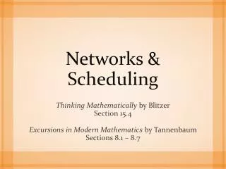 Networks &amp; Scheduling