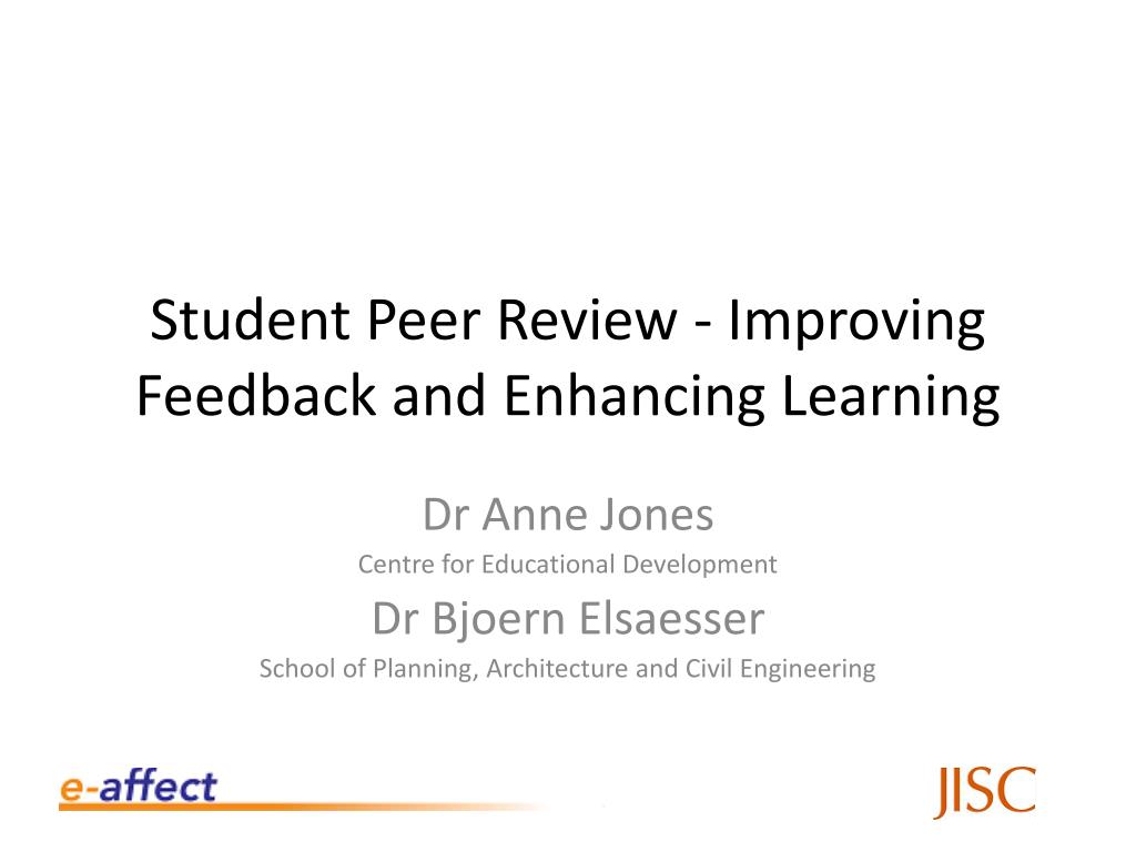 PPT - Student Peer Review - Improving Feedback and Enhancing Learning ...