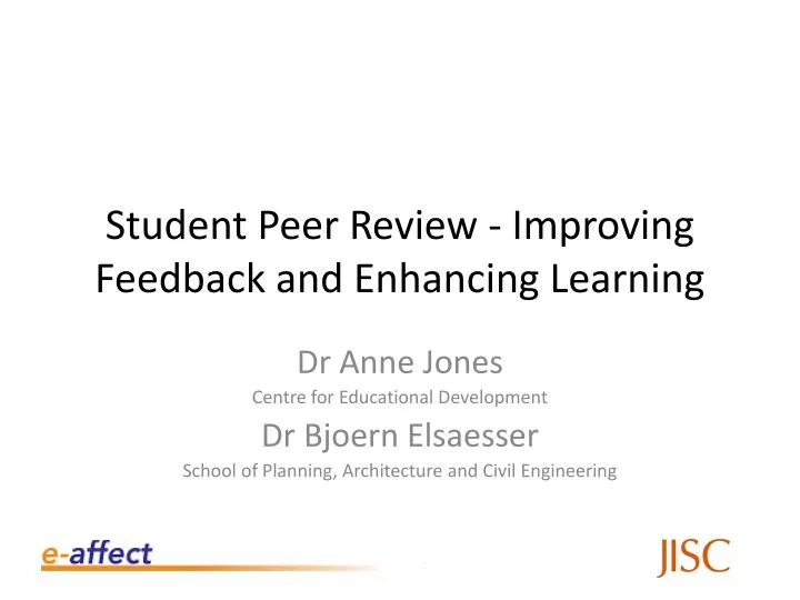 student peer review improving feedback and enhancing learning