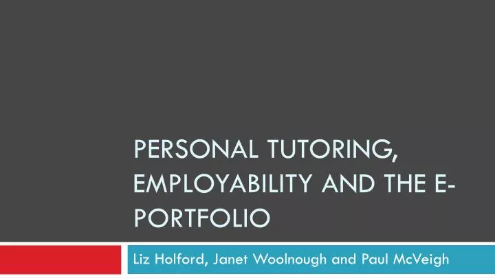 personal tutoring employability and the e portfolio