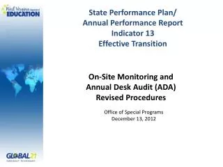 State Performance Plan/ Annual Performance Report Indicator 13 Effective Transition