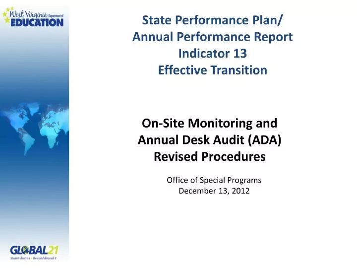 state performance plan annual performance report indicator 13 effective transition