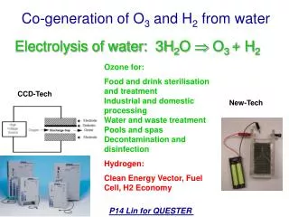 Co-generation of O 3 and H 2 from water