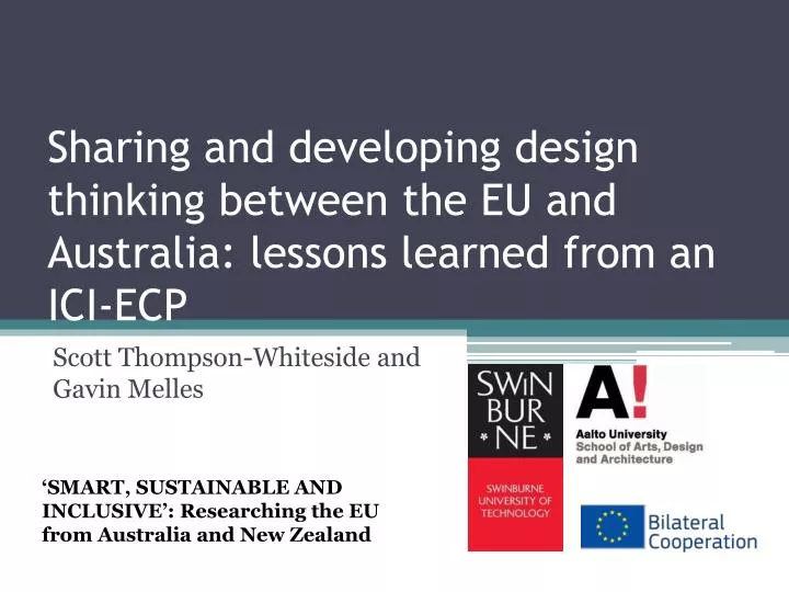 sharing and developing design thinking between the eu and australia lessons learned from an ici ecp