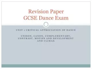Revision Paper GCSE Dance Exam