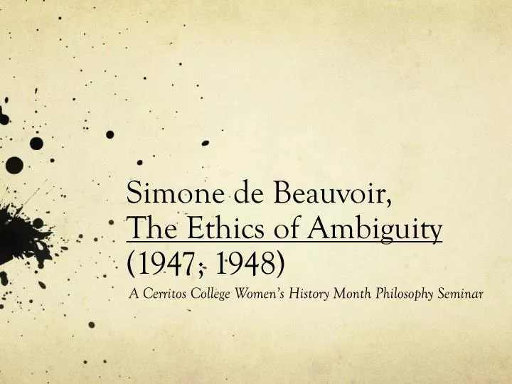 simone de beauvoir the ethics of ambiguity 1947 1948