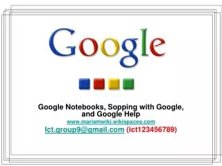 Google Notebooks, Sopping with Google, and Google Help mariamwiki.wikispaces