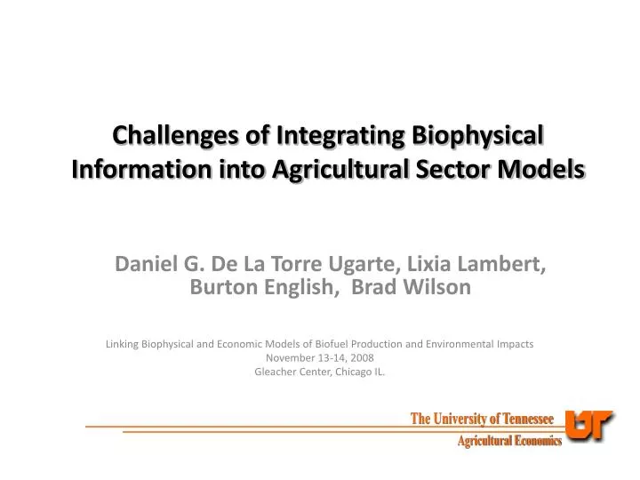 challenges of integrating biophysical information into agricultural sector models