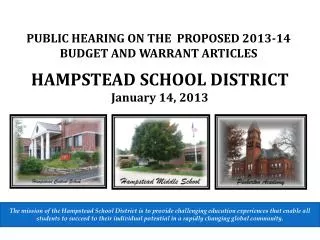 HAMPSTEA D SCHOOL DISTRICT January 14, 2013